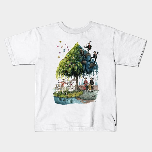 Mary Poppins "Two World Tree" Kids T-Shirt by Carlotta Mascolo Art